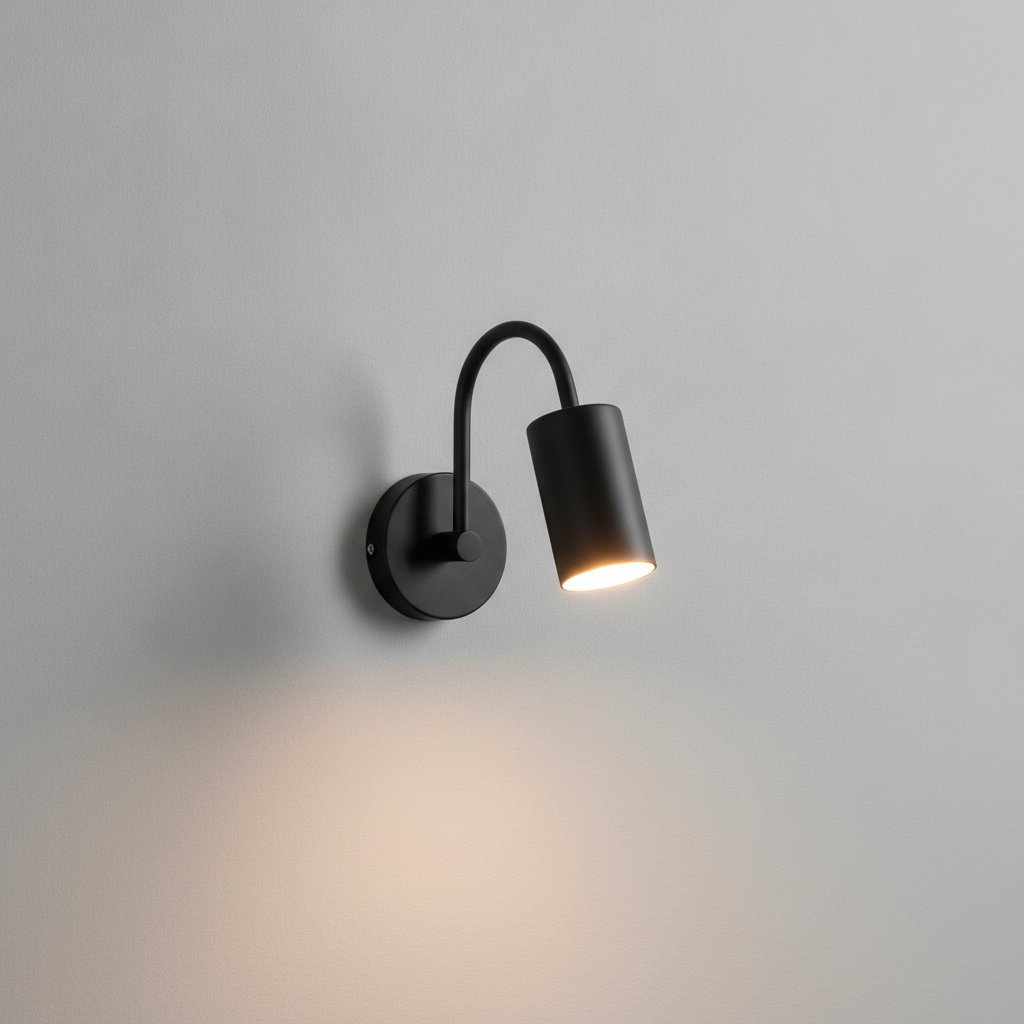 Aplique de pared negro mate con brazo orientable