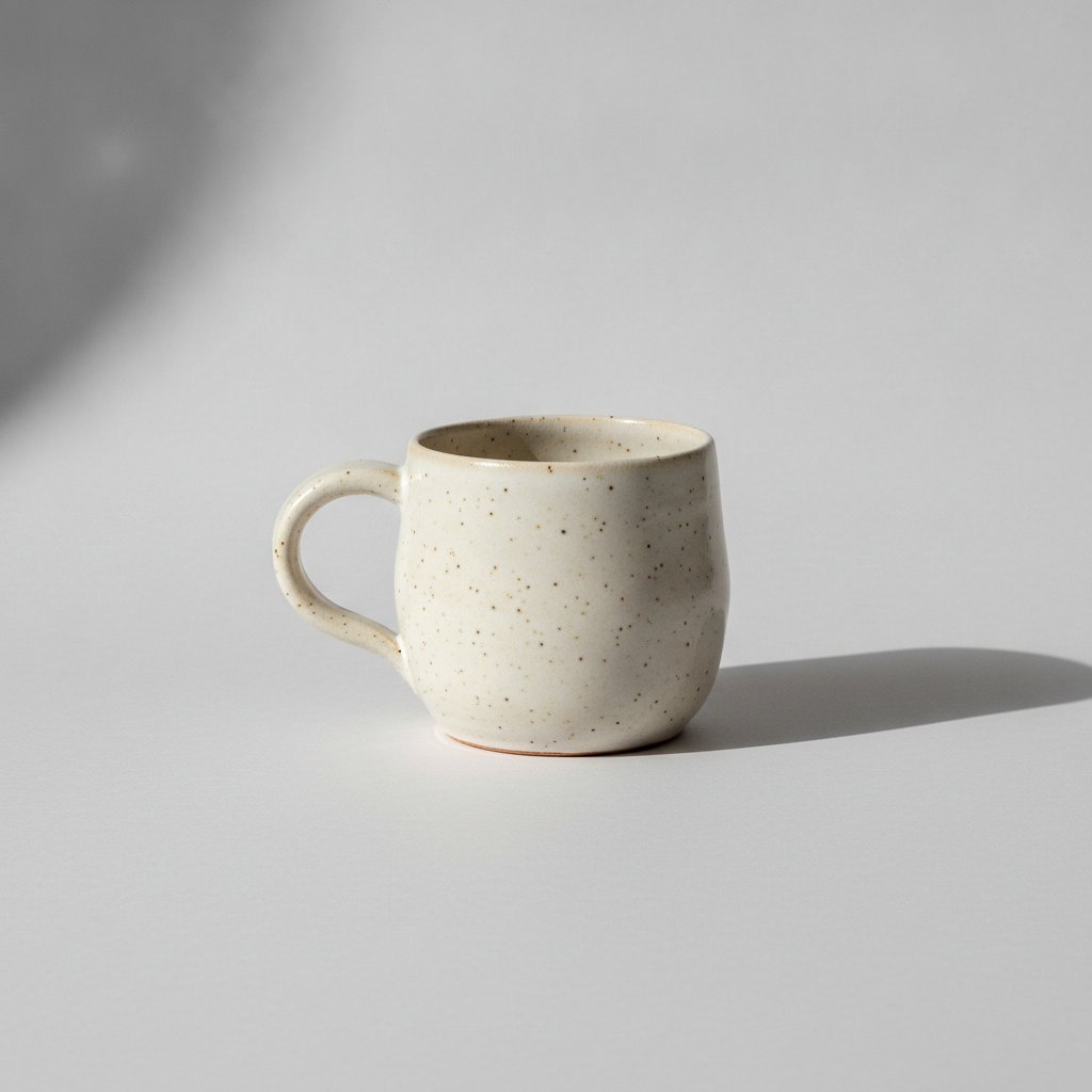 Taza de gres esmaltado color crema